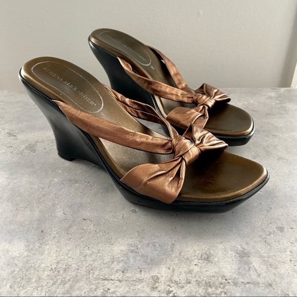 Athena Alexander Bronze Copper Strappy Wedge Sandals Size 8 - Picture 9 of 10